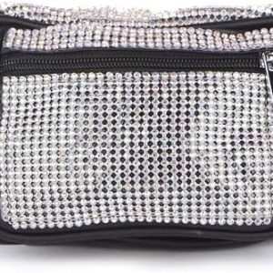 Dolls Kill Gimme The Loot Rhinestone Fanny by Poster Grl – Sparkly Waist Bag with Adjustable Strap & Secure Zipper Closures, One Size