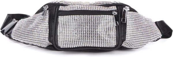 Dolls Kill Gimme The Loot Rhinestone Fanny by Poster Grl – Sparkly Waist Bag with Adjustable Strap & Secure Zipper Closures, One Size