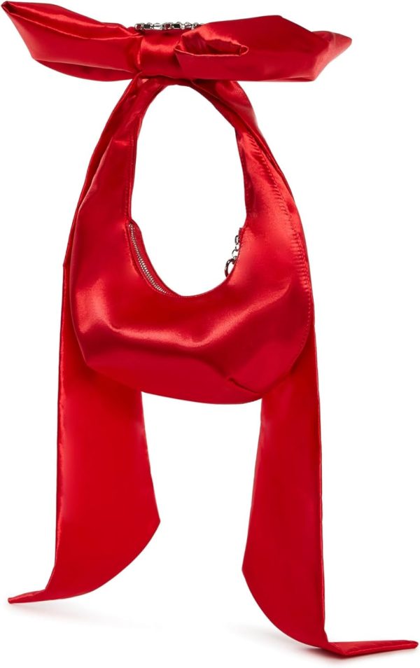 Dolls Kill Lady Royal Shoulder Bag by Sugar Thrillz – Satin Purse with Rhinestone Ribbon Handle & Heart Accent, One Size - Image 3