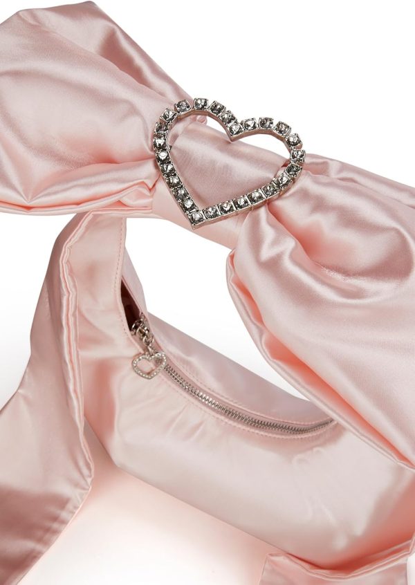 Dolls Kill Lady Royal Shoulder Bag by Sugar Thrillz – Satin Purse with Rhinestone Ribbon Handle & Heart Accent, One Size - Image 8