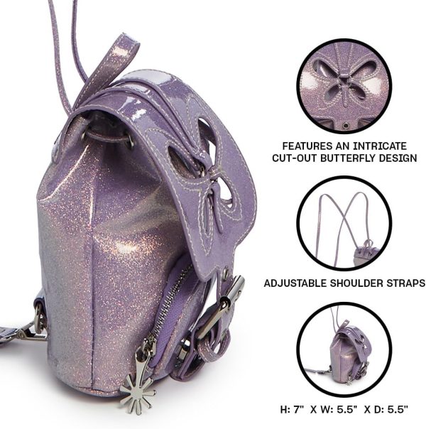 Dolls Kill Feeling Good Butterfly Backpack by Delia's - Vegan Leather Bag With Cut-Out Butterfly Design and Adjustable Straps - Purple - Image 3