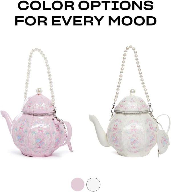 Dolls Kill Tea Society Handbag by Sugar Thrillz - Vegan Leather, Floral Print, Pearl Strap, Perfect for Whimsical Style - Image 4