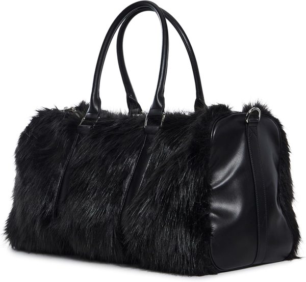 Dolls Kill Shagadelic Weekender by Sugar Thrillz - Faux Fur Bag With Adjustable Straps, Perfect for Travel - Black - Image 2
