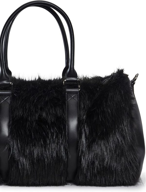Dolls Kill Shagadelic Weekender by Sugar Thrillz - Faux Fur Bag With Adjustable Straps, Perfect for Travel - Black - Image 6